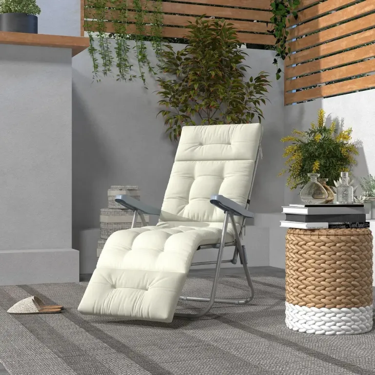 Solstolskudde Dyna Krämvit av Polyester 200 x 60 x 13 cm