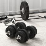 Hantelset 25 kg med Viktskivor, Stål och Konstläder, Svart
