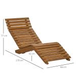 Solsäng i Massiv Teak, Bekväm Trädgårdssäng för Pool och Balkong, Väderbeständig Design för Avkoppling, Natur, 66 x 170 x 77 cm, 120 kg