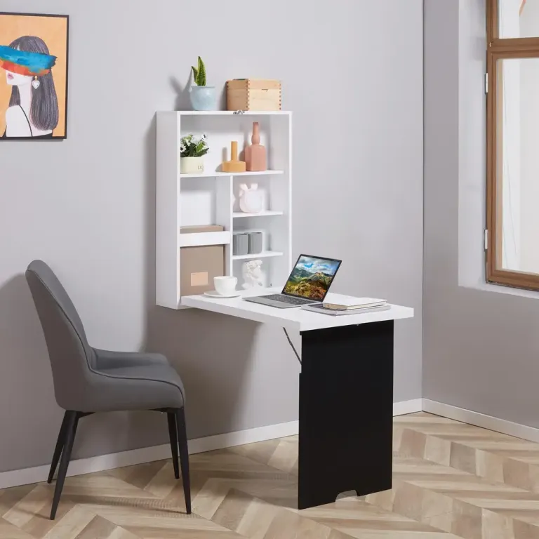 Väggbord Fällbart Skrivbord Vit 60 x 94,5 x 147 cm