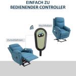 Elektrisk TV-Stol med Uppresningshjälp, Bekväm Relaxfåtölj i Linnetyg, Justerbar Liggfunktion för Seniorer, Blå, 83 x 89 x 102 cm