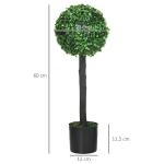 Konstgjorda Växter Buxbom Grön av PEVA och Plast för Inomhusbruk Set med 2 UV-Beständig Krukväxt med Kruka 60 cm