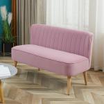 2-Sitsig Soffa i Rosa Sammet, Modern Loungesoffa med Träben, Bekväm Sittplats för Vardagsrum och Sovrum, Rosa, 117 x 56,5 x 77 cm