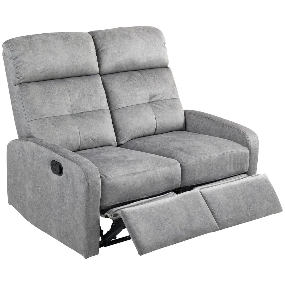 Relaxfåtölj Soffa med Liggfunktion Grå av Tyg Fåtölj 2-Sits