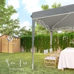 Lusthus Paviljong Pop-Up Partytält Ljusgrå av Polyester och Metall för Trädgård och Camping Vattentåligt Tält med Väska 3 x 3 m