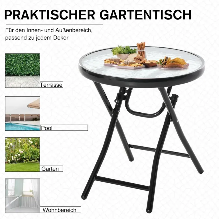 Trädgårdssidobord Bistrobord med Glasskiva Rund Ø45 cm