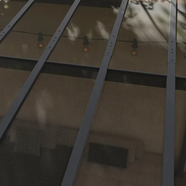 Pergola Paviljong med Väggfäste Mörkgrå av Metall 3 x 3 m