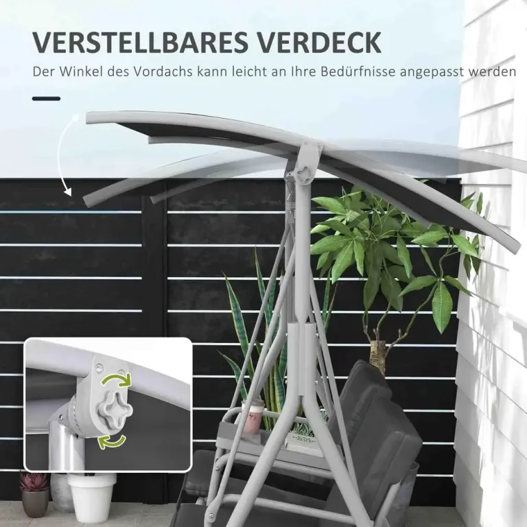 Trädgårdsgunga Hammock Svart av Stål och Tyg 2-Sits