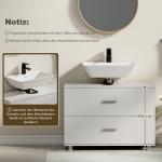 Tvättställsskåp Fristående Vit MDF för Badrum Modernt Underskåp med 2 Lådor Platsbesparande Förvaring utan Handfat Stilren Design