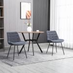 Matstolar i Sammet 2-Pack, Eleganta Köksstolar med Metallben, Bekväm Sittplats i Retro-Design, Grå, 50 x 61 x 79 cm