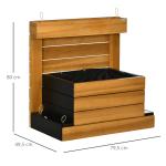 Upphöjd Odlingsbänk med Bevattning, Planteringslåda med 4 Fack och Tyginsats, Ergonomisk Odling för Trädgård, Brun, 79,5 x 49,5 x 80 cm