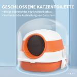 Katttoalett Kattsandlåda Vit Orange av Plast för Katter upp till 5 kg Med Lock och Golvgallerskopa 52 x 41 x 38 cm