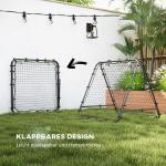 Rebounder Fotbollsmål Svart av Stål och Nät för Fotbollsträning Dubbelsidig Kickback Rebound Vägg 100 x 95 x 90 cm