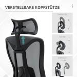 Kontorsstol Skrivbordsstol Grå av Mesh och Metall för Bekvämt Arbete och Avkoppling Ergonomisk med Fällbar Funktion