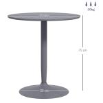 Matbord för 2 Personer, Rund Bordsskiva, Stålunderrede, Grå, 70 x 70 x 75 cm