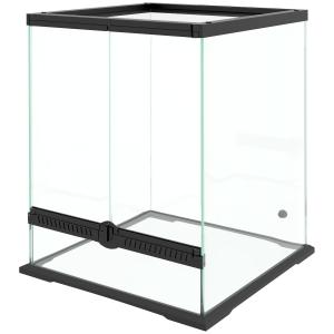 Terrarium Reptilbox Svart av Metall och Glas för Reptiler 120 l Box med Ventilationsöppning och Lås 45 x 45 x 60 cm