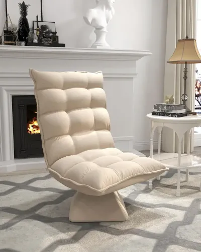 Vridbar Läsfåtölj med Linnelook Beige 62 x 70 x 95 cm