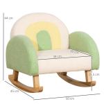 Gungstol för Barn i Trä, Bekväm Barnfåtölj i Grön Fuskpäls, Mysig Sittplats för Barnrummet, Grön, 3 år+