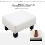 Fotpall Chesterfield Pall Vit Konstläder och Trä för Vardagsrum och Sovrum Klassisk Design 40 X 30 X 24 Cm