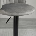 Barstolar i Sammet 2-Pack, Snurrbara Köksstolar med Ryggstöd, Justerbar Höjd och Bekväm Sits, Grå, 51,5 x 57,5 x 93-114,5 cm