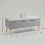 Stoppad Förvaringsbänk, Linnelook, Gummiben, upp till 220 kg, Grå, 110 x 39 x 45 cm