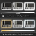 Badrumsspegel med LED-belysning, Anti-imma och 3 Justerbara Färger, Silver