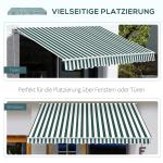 Fällarmsmarkis med Handvev Solskydd Grön Vit Aluminium och Polyester för Balkong och Uteplats Väderbeständig 3,5 X 2,5 M