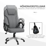 Kontorsstol Datorstol Grå av Linnelook och Metall för Bekvämt Arbete Ergonomisk med Vippfunktion och Nackstöd 66 x 75 x 110-120 cm
