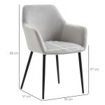 Matsalsstolar Köksstolar Ljusgrå av Tyg med Sammetslook och Stål för Vardagsrum Set om 2 med Ryggstöd 54 x 57 x 80 cm