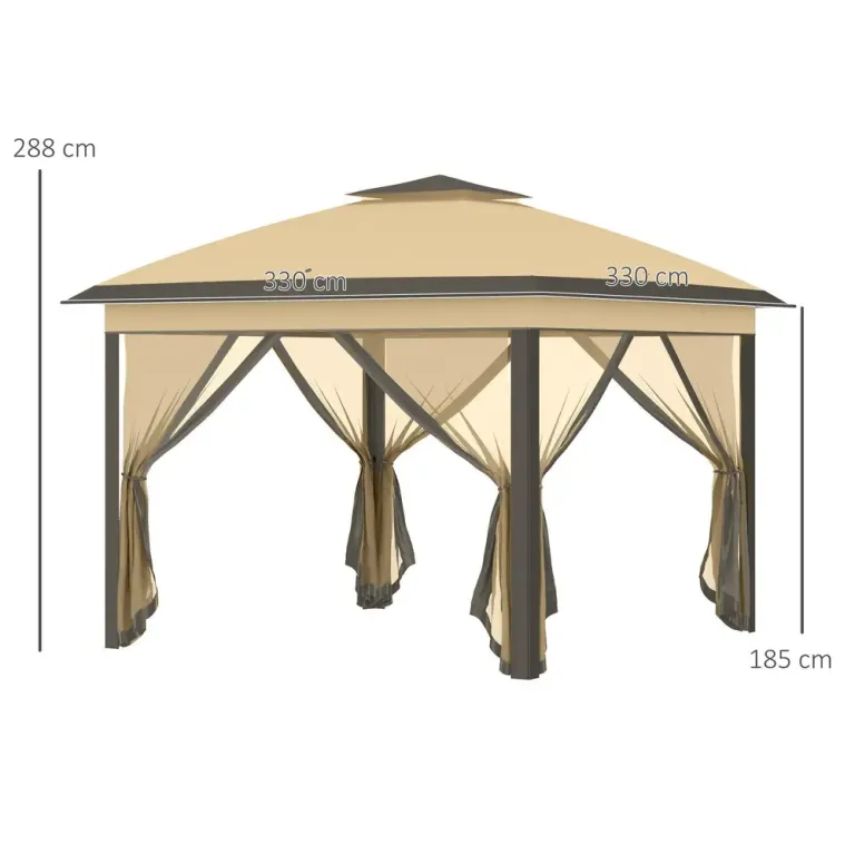 Trädgårdspaviljong Pop-up Partytält Beige 3,3 x 3,3 m