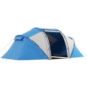 Campingtält för 4–6 Personer, Lätt och Stabilt Vattentätt Familjetält med Ingångsskydd, 2000 mm Vattenpelare, Tunneltält och Kupoltält för Camping och Vandring, Blå