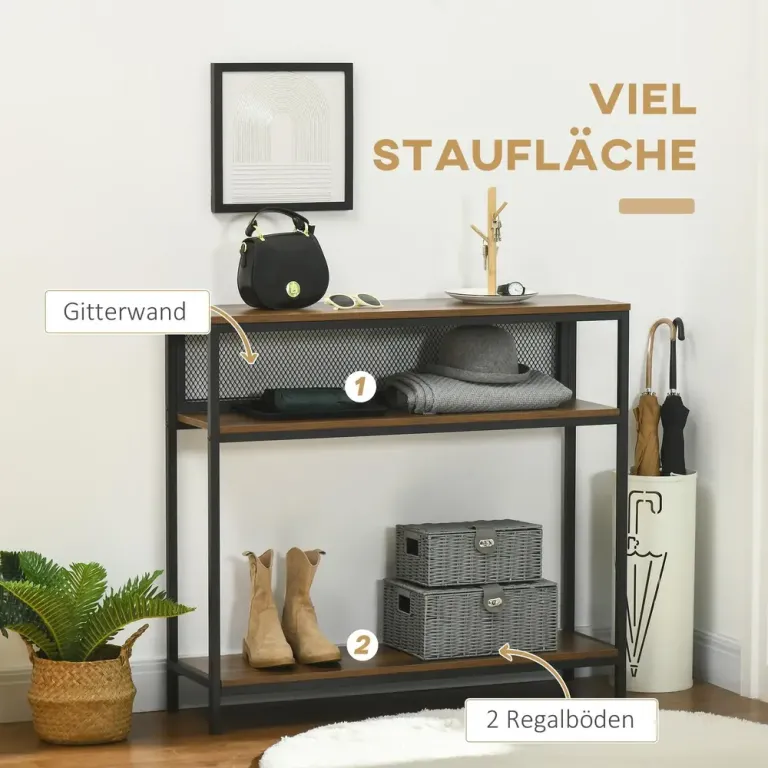 Hallhylla Industriell Brun + Svart 100 x 29,5 x 90 cm