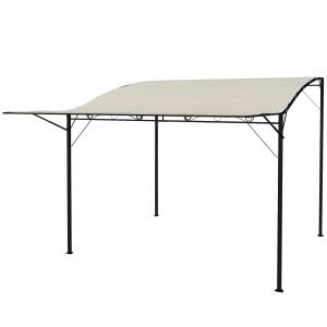 Pergola Trädgårdslusthus Väggmonterat Krämvit av Stål för Trädgård ve Balkong Solskydd med Justerbart Tak 3 x 2,5 m
