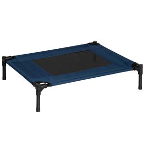 Upphöjd Hundsäng för Utomhusbruk, Ventilerande Husdjurssäng med Stålram, Tålig Sovplats för Camping och Trädgård, Blå, 76,2 x 61 x 18 cm