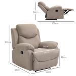 Relaxstol Enkel Soffa Solstol med 150° Lutning TV-Stol Linnelook Beige 97 X 96 X 105,5 Cm