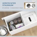 Hundskål Matbar Förhöjd Vit av Rostfritt Stål och Plast för Stora Hundar Justerbar Foderskål med Förvaring 2-i-1