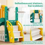 9-i-1 Rutschkana och Gungsats för Småbarn med Basketbåge, Teleskop och Ritbräda, Gul+Grön