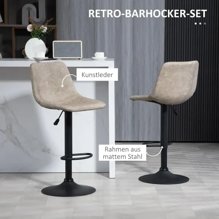 Barstolar Bistropallar Beige av Konstläder och Metall Set