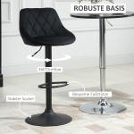 Barstolar i Sammet 2-Pack, Justerbara Köksstolar med Ryggstöd och Fotstöd, Elegant Design för Bar och Kök, Svart, 46 x 48 x 83-104 cm