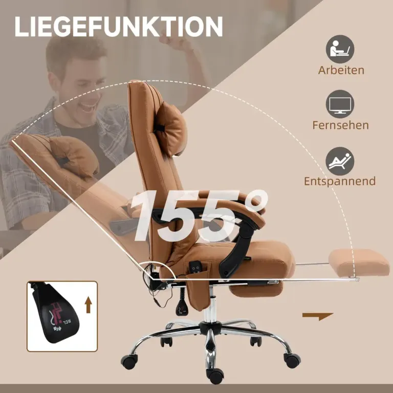 Kontorsstol Massagestol Ljusbrun av Konstläder Ergonomisk