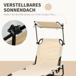 Solsäng 2-pack med Solskydd och 5 Justerbara Rygglägen för Trädgård Hållbar och Prisvärd Brun Stål och Textiline 190 x 60 x 30 cm