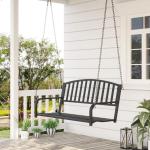 Hängande Trädgårdsbänk Metall 2-Sits Gungbänk för Avkoppling Väderbeständig Hängsoffa för Veranda och Uteplats Svart 127 X 60 X 53 Cm