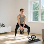 Kettlebell-set, 3 Kettlebells (2,2 kg / 4,5 kg / 6,8 kg), Plastöverdrag, Svart