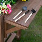 Upphöjd Odlingslåda i Massivt Trä, Planteringslåda med Galler och Hylla, Ergonomisk Odling för Trädgård och Uteplats, Brun, 123 x 54 x 74 cm