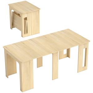 Matbord Utdragbart Naturfärgad Spånskiva för Matsal och Kök Flexibelt Klaffbord för Små Utrymmen Modern Design Platsbesparande 60 till 180 cm
