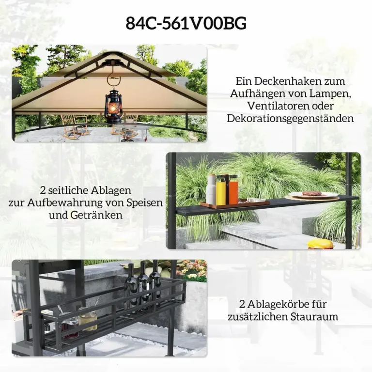 Grillpaviljong Trädgårdspaviljong 240 x 150 x 257 cm