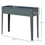 Planteringslåda Högbädd Örtbädd med Fötter och 3 Dräneringshål Metall för Trädgård och Balkong 100 X 30 X 80 Cm