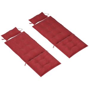 Solstolsdynor Kuddar Set med 2 Vinröd av Tyg för Trädgårdsstolar och Strandstolar Vattenavvisande Stoppade Dynor 50 x 116 x 5 cm