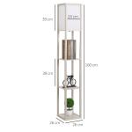 Golvlampa 3 Hyllplan Innerbelysning E27 upp till 40 W E1-MDF och Akryl Ek och Vit 26 X 26 X 160 Cm