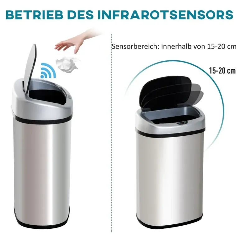 Sensor Papperskorg 30 l Rostfritt Stål Automatisk